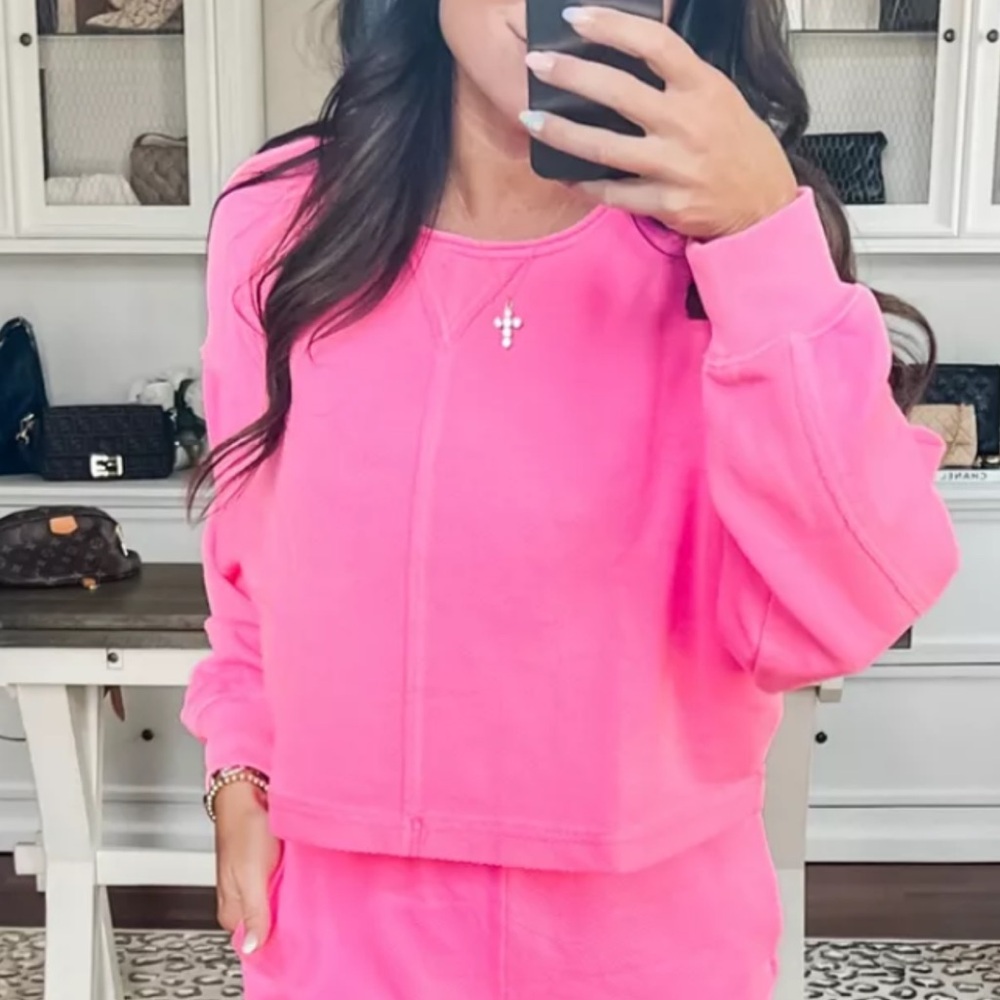 Aerie Beach Party cropped crew neck